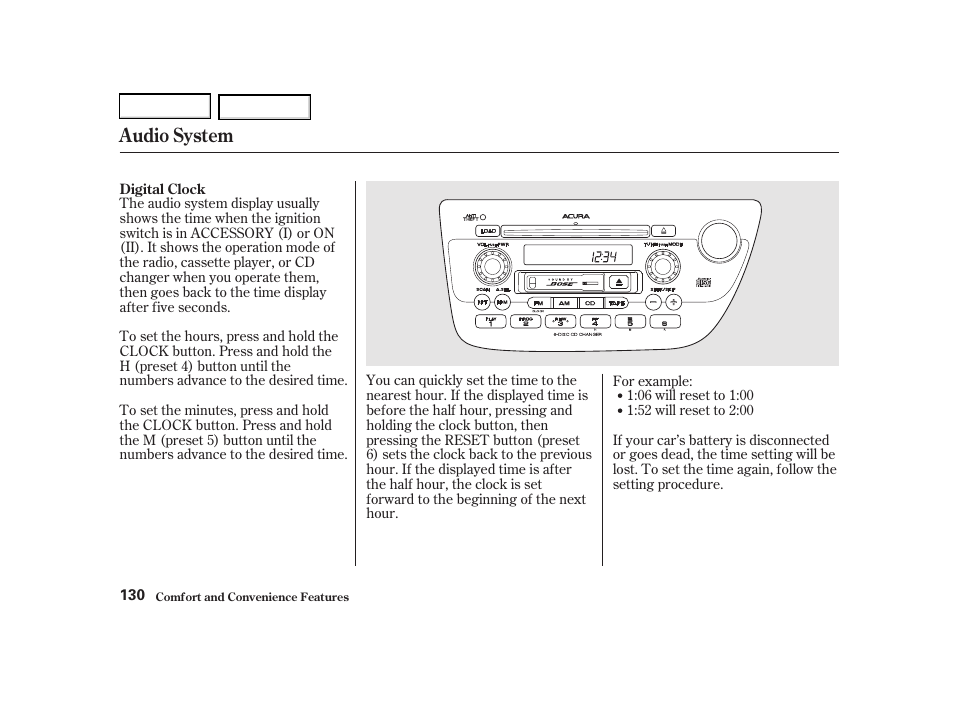 Audio system | Acura 2002 RSX - Owner's Manual User Manual | Page 133 / 320