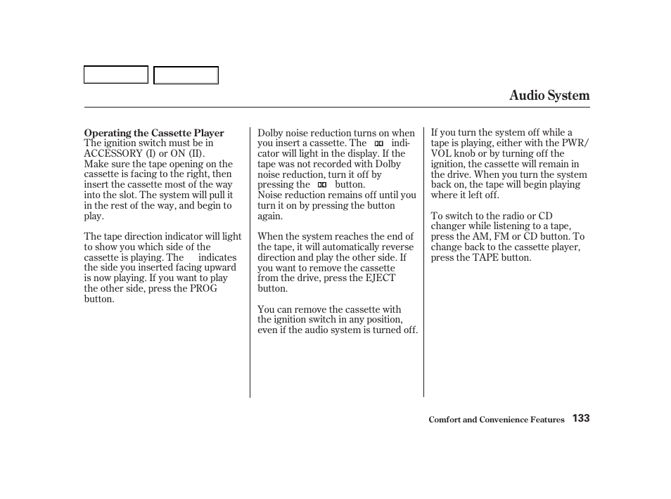 Audio system | Acura 2002 RSX - Owner's Manual User Manual | Page 136 / 320