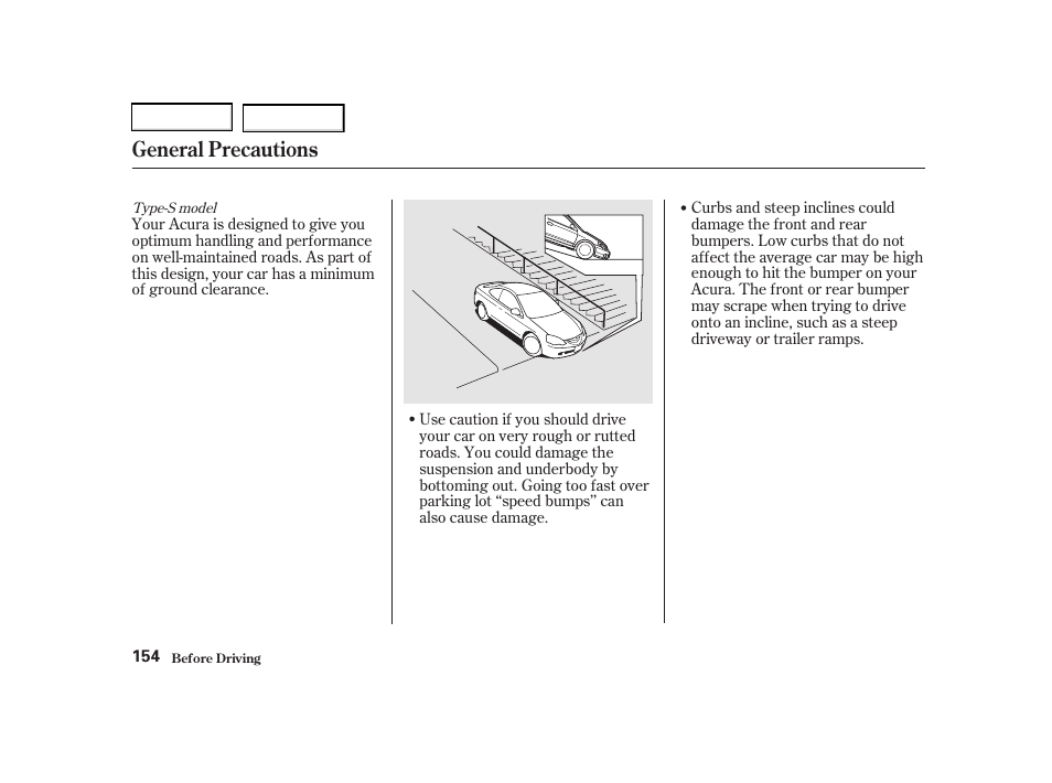 General precautions | Acura 2002 RSX - Owner's Manual User Manual | Page 157 / 320