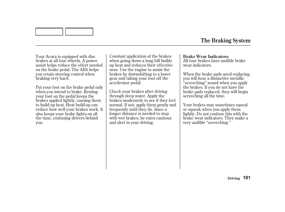 The braking system | Acura 2002 RSX - Owner's Manual User Manual | Page 184 / 320