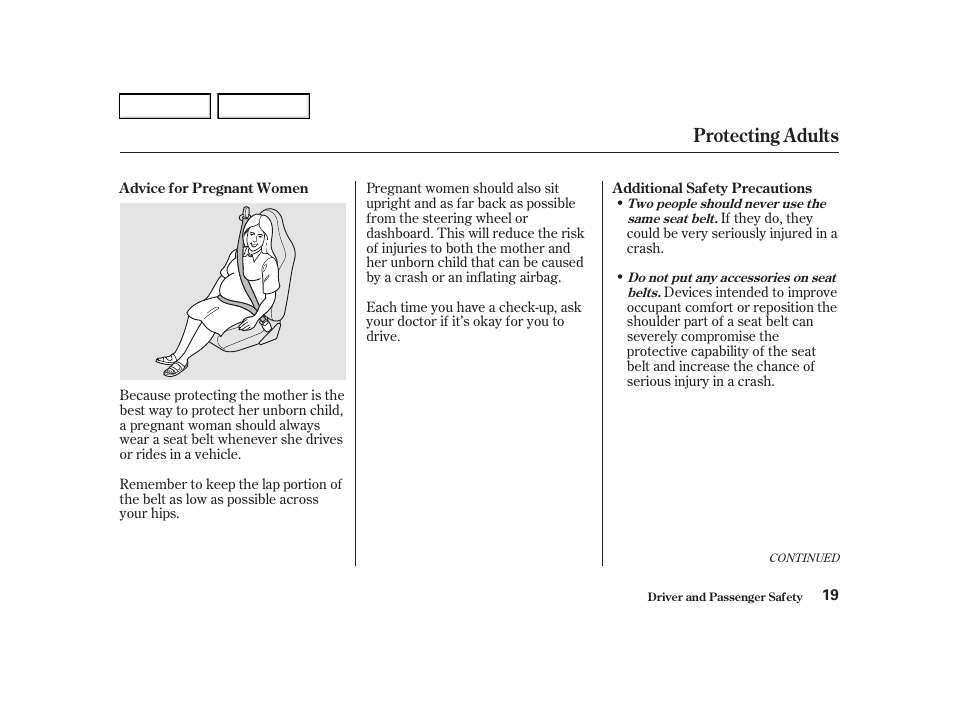 Protecting adults | Acura 2002 RSX - Owner's Manual User Manual | Page 22 / 320