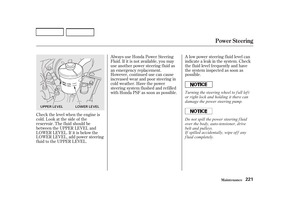 Power steering | Acura 2002 RSX - Owner's Manual User Manual | Page 224 / 320