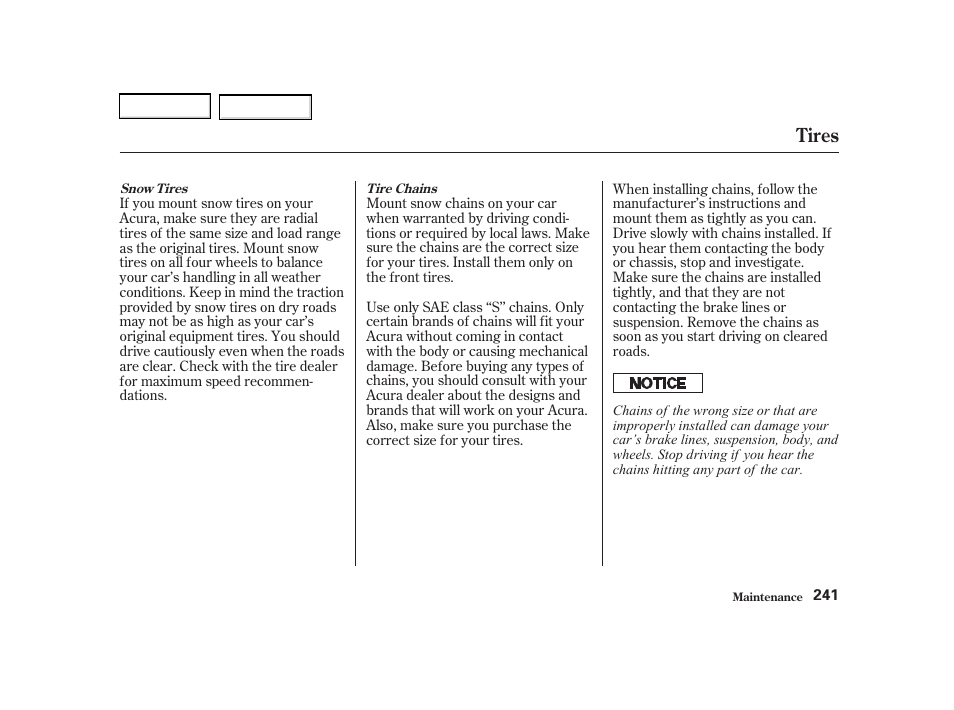 Tires | Acura 2002 RSX - Owner's Manual User Manual | Page 244 / 320