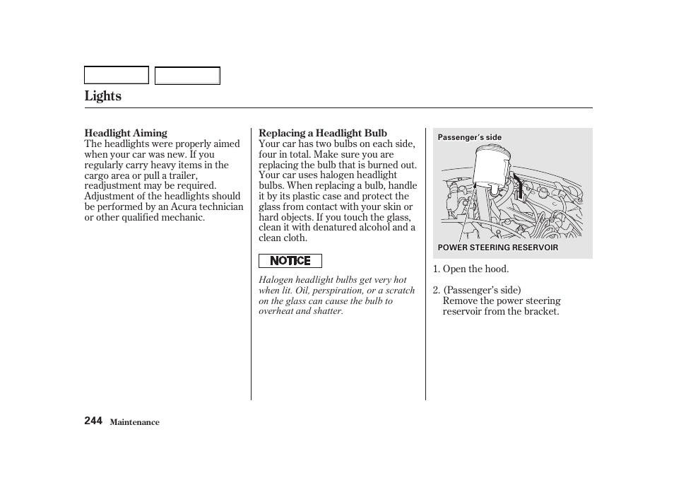 Lights | Acura 2002 RSX - Owner's Manual User Manual | Page 247 / 320