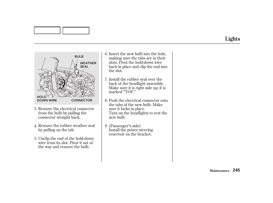 Lights | Acura 2002 RSX - Owner's Manual User Manual | Page 248 / 320