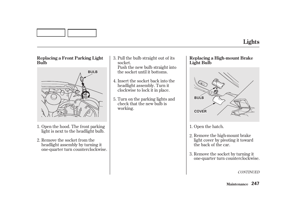 Lights | Acura 2002 RSX - Owner's Manual User Manual | Page 250 / 320