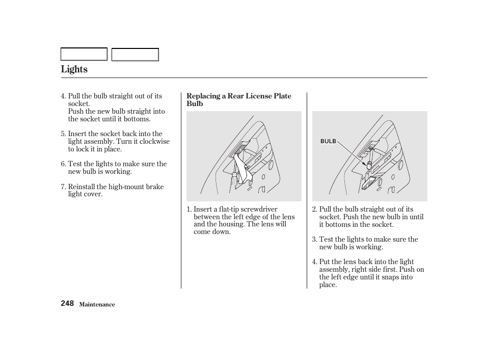 Lights | Acura 2002 RSX - Owner's Manual User Manual | Page 251 / 320