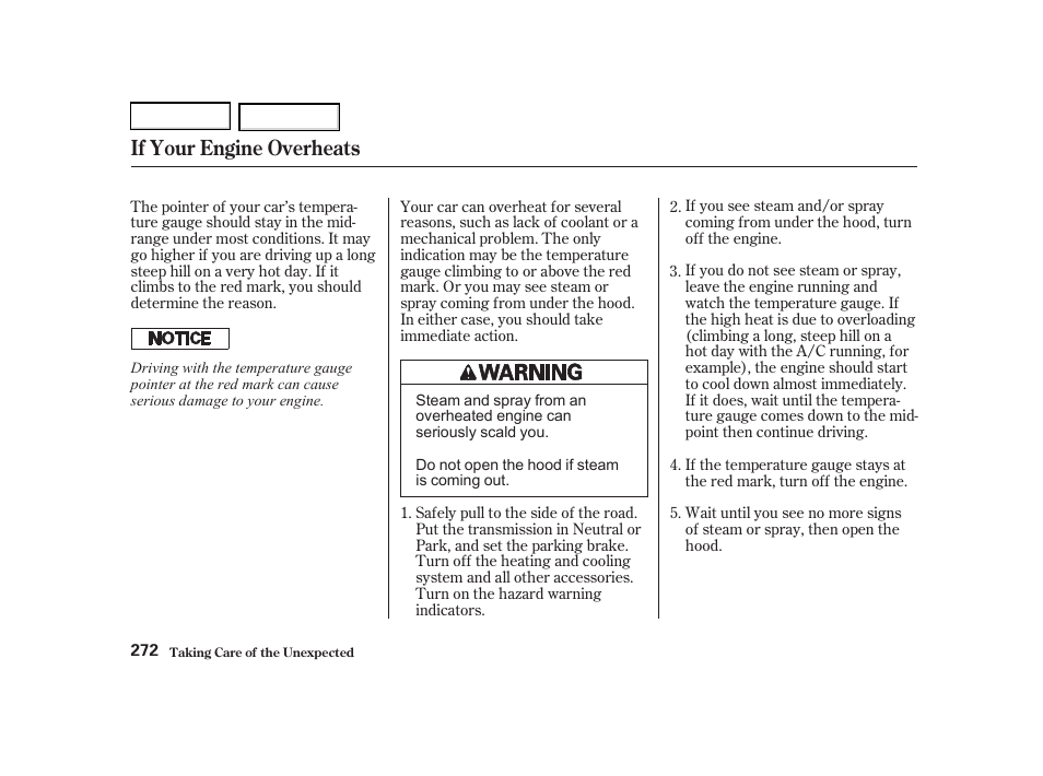 If your engine overheats | Acura 2002 RSX - Owner's Manual User Manual | Page 275 / 320