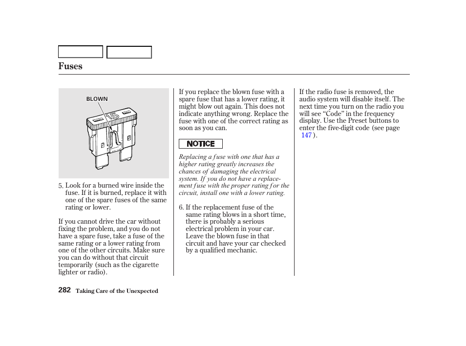 Fuses | Acura 2002 RSX - Owner's Manual User Manual | Page 285 / 320