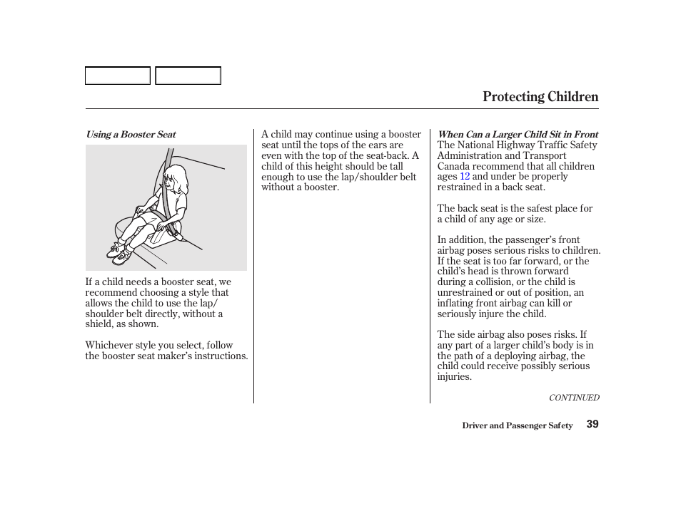 Protecting children | Acura 2002 RSX - Owner's Manual User Manual | Page 42 / 320