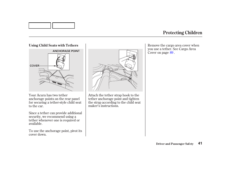 Protecting children | Acura 2002 RSX - Owner's Manual User Manual | Page 44 / 320