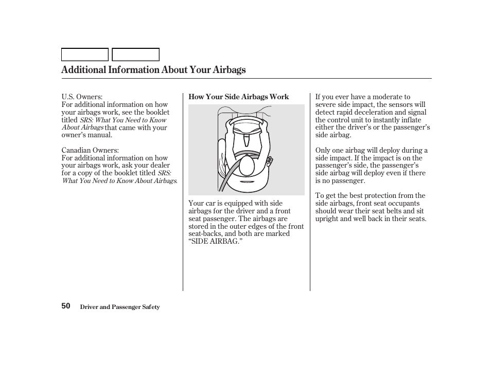 Additional information about your airbags | Acura 2002 RSX - Owner's Manual User Manual | Page 53 / 320
