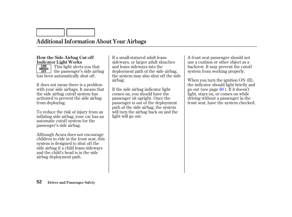 Additional information about your airbags | Acura 2002 RSX - Owner's Manual User Manual | Page 55 / 320