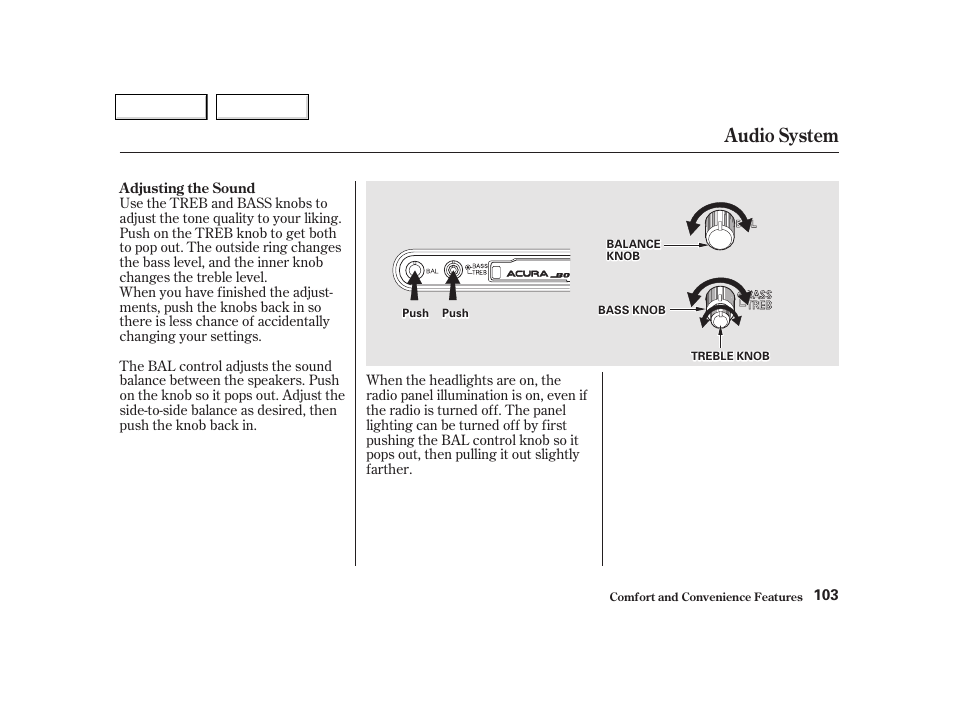 Audio system | Acura 2002 NSX - Owner's Manual User Manual | Page 106 / 301