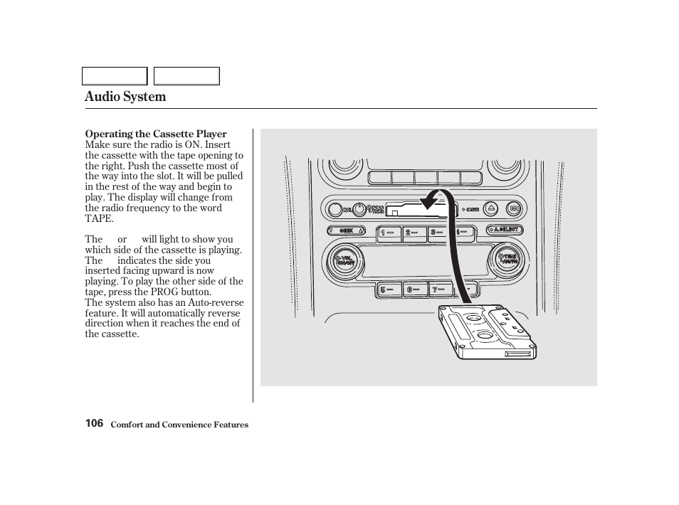 Audio system | Acura 2002 NSX - Owner's Manual User Manual | Page 109 / 301