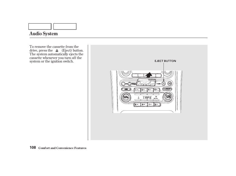 Audio system | Acura 2002 NSX - Owner's Manual User Manual | Page 111 / 301