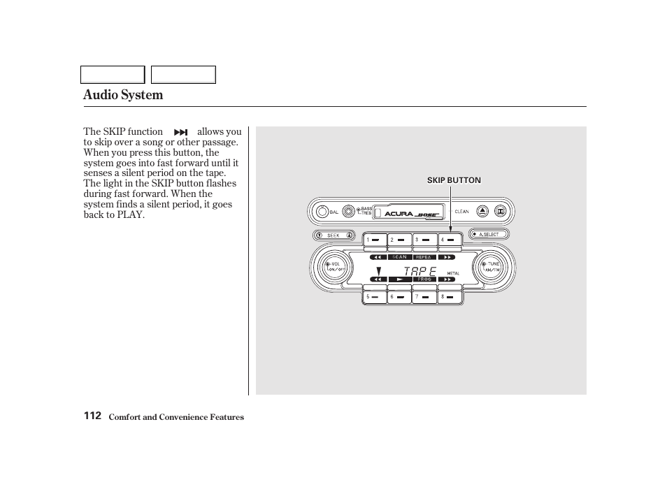 Audio system | Acura 2002 NSX - Owner's Manual User Manual | Page 115 / 301