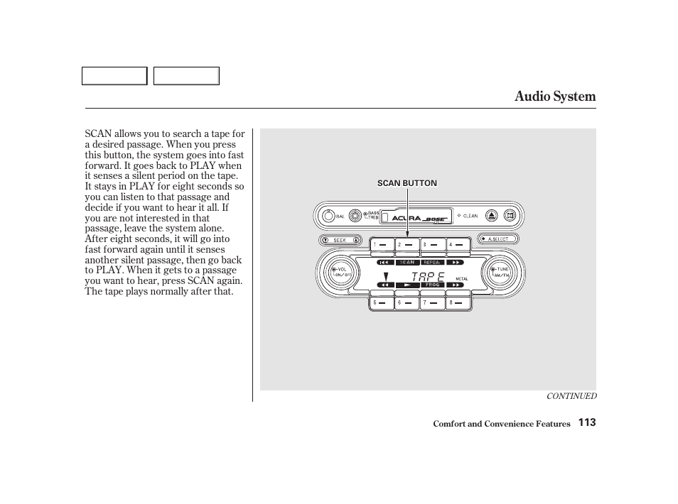 Audio system | Acura 2002 NSX - Owner's Manual User Manual | Page 116 / 301