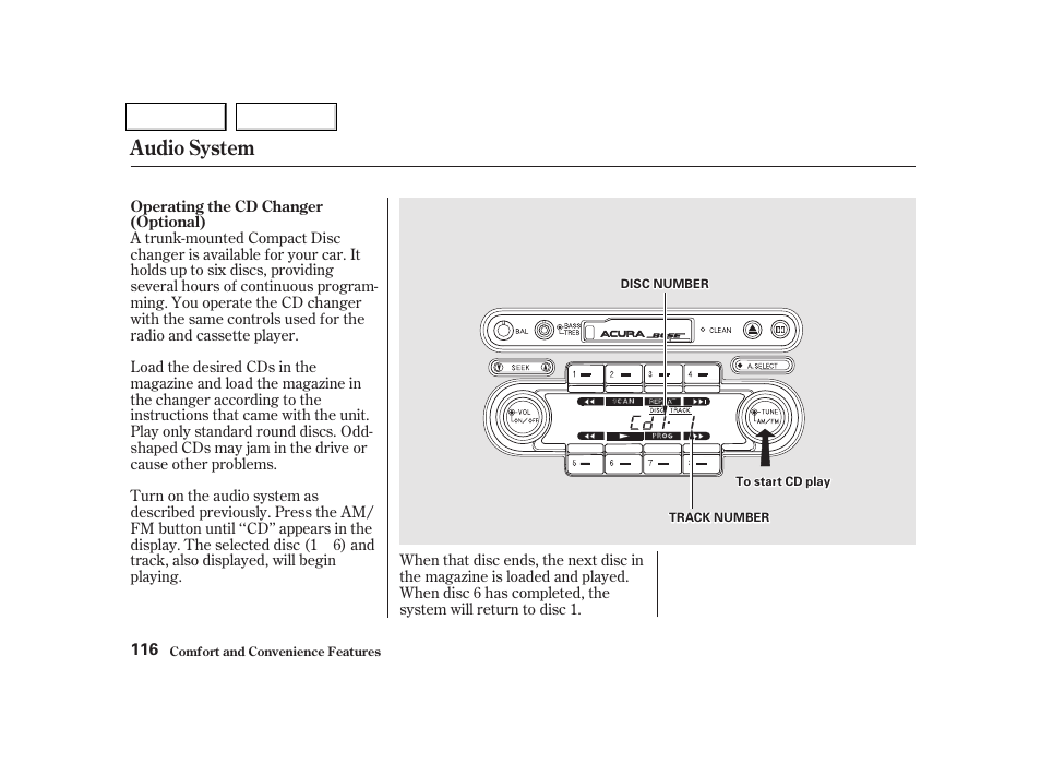 Audio system | Acura 2002 NSX - Owner's Manual User Manual | Page 119 / 301