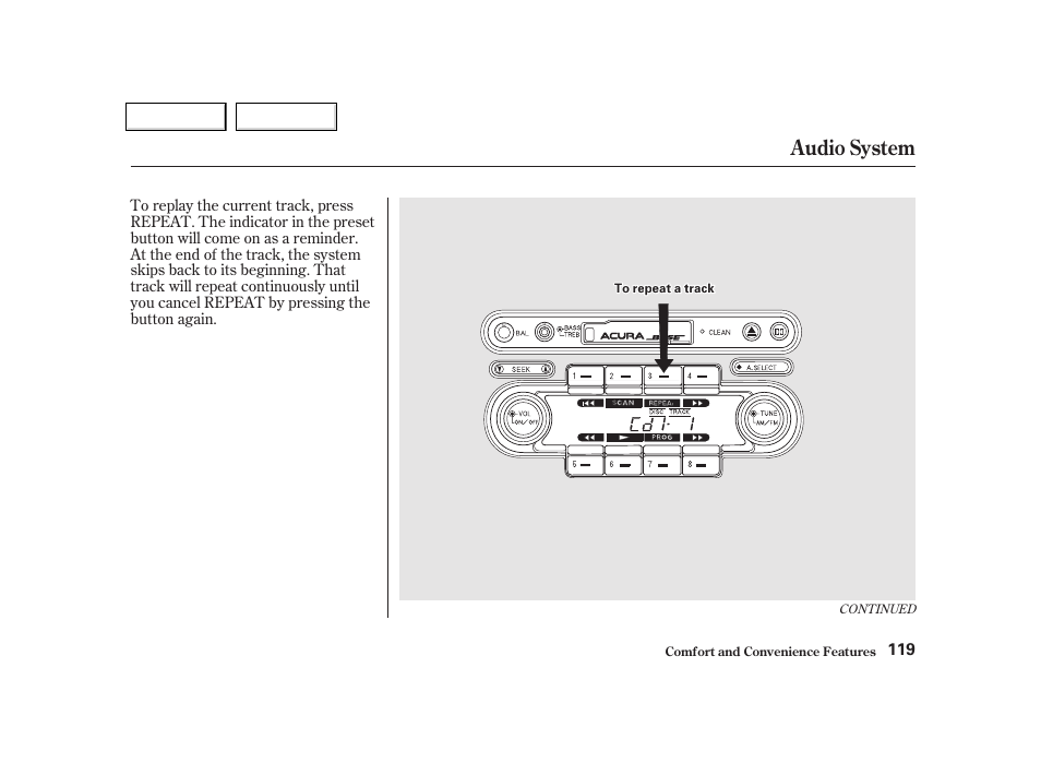 Audio system | Acura 2002 NSX - Owner's Manual User Manual | Page 122 / 301