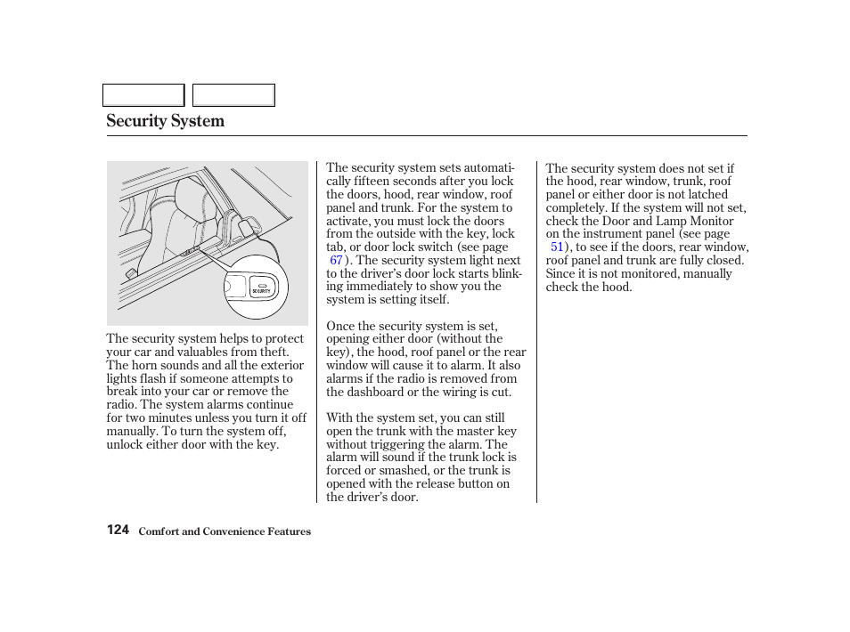 Security system | Acura 2002 NSX - Owner's Manual User Manual | Page 127 / 301