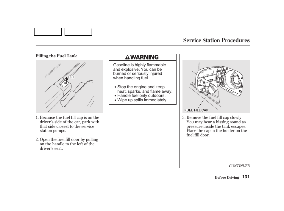 Service station procedures | Acura 2002 NSX - Owner's Manual User Manual | Page 134 / 301