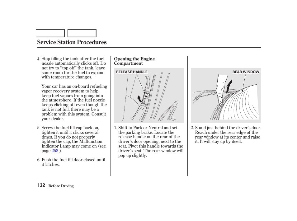 Service station procedures | Acura 2002 NSX - Owner's Manual User Manual | Page 135 / 301