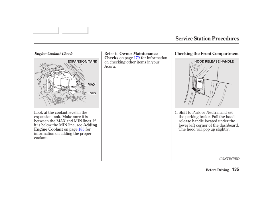 Service station procedures | Acura 2002 NSX - Owner's Manual User Manual | Page 138 / 301