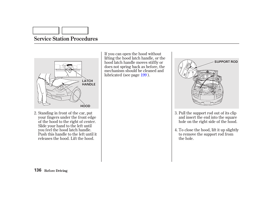 Service station procedures | Acura 2002 NSX - Owner's Manual User Manual | Page 139 / 301