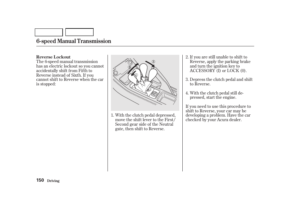 Speed manual transmission | Acura 2002 NSX - Owner's Manual User Manual | Page 153 / 301