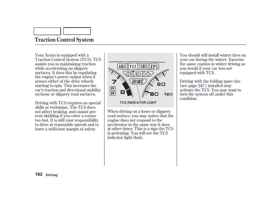 Traction control system | Acura 2002 NSX - Owner's Manual User Manual | Page 165 / 301