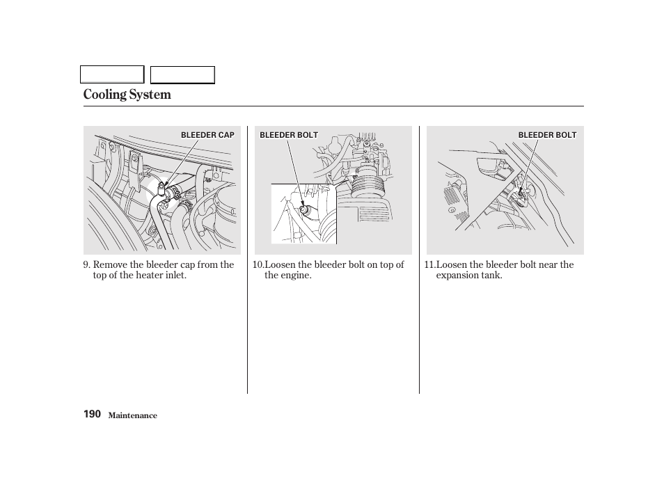 Cooling system | Acura 2002 NSX - Owner's Manual User Manual | Page 193 / 301