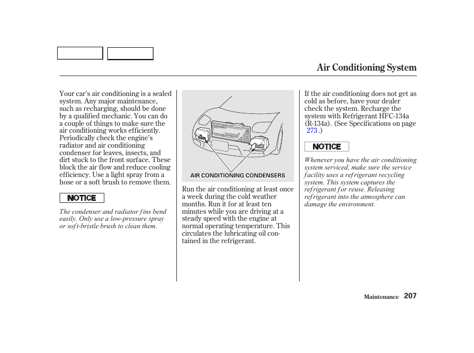 Air conditioning system | Acura 2002 NSX - Owner's Manual User Manual | Page 210 / 301