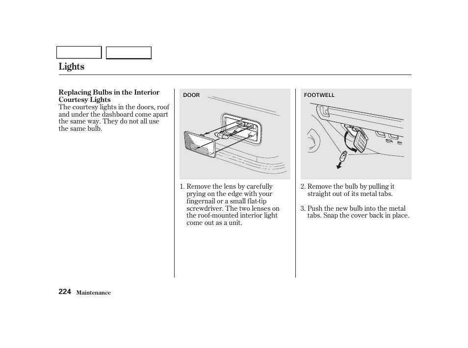 Lights | Acura 2002 NSX - Owner's Manual User Manual | Page 227 / 301
