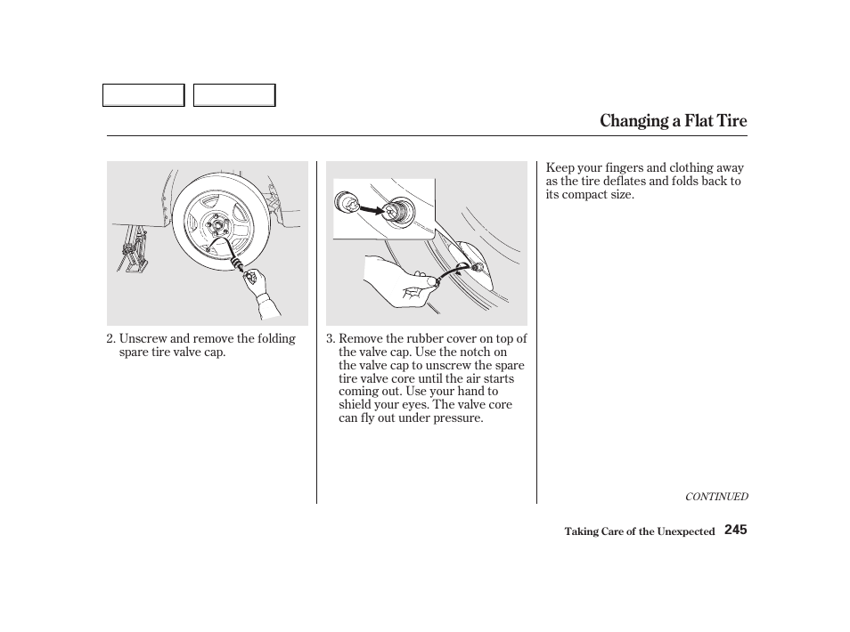 Changing a flat tire | Acura 2002 NSX - Owner's Manual User Manual | Page 248 / 301