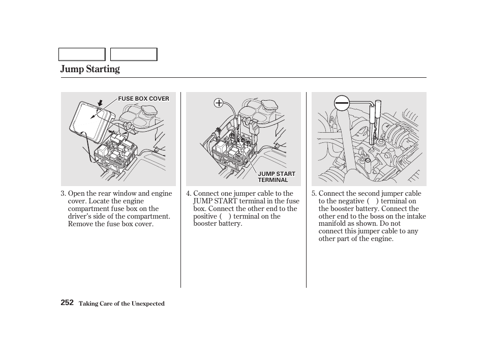 Jump starting | Acura 2002 NSX - Owner's Manual User Manual | Page 255 / 301