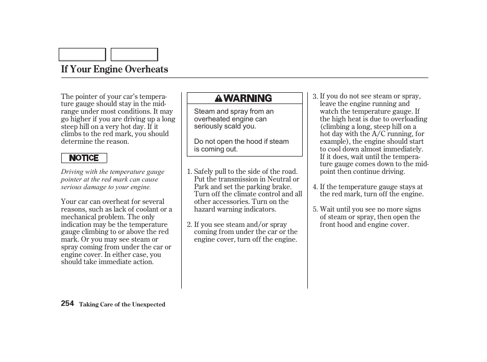If your engine overheats | Acura 2002 NSX - Owner's Manual User Manual | Page 257 / 301