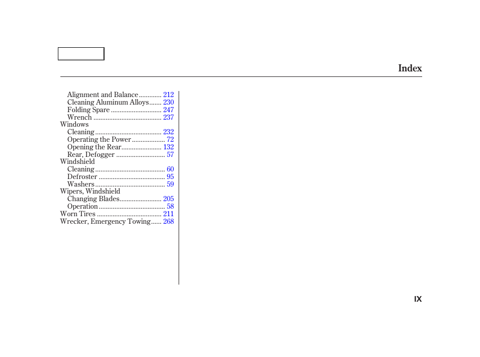 Index | Acura 2002 NSX - Owner's Manual User Manual | Page 300 / 301