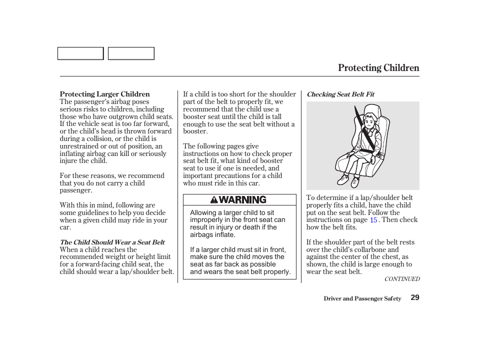 Protecting children | Acura 2002 NSX - Owner's Manual User Manual | Page 32 / 301
