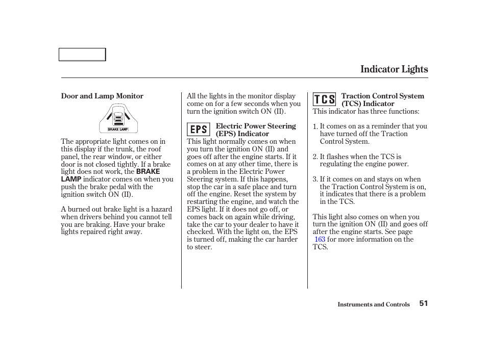 Indicator lights | Acura 2002 NSX - Owner's Manual User Manual | Page 54 / 301