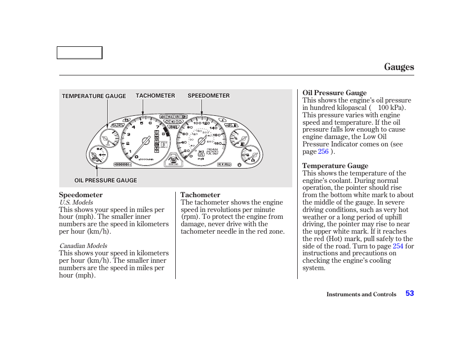 Gauges | Acura 2002 NSX - Owner's Manual User Manual | Page 56 / 301