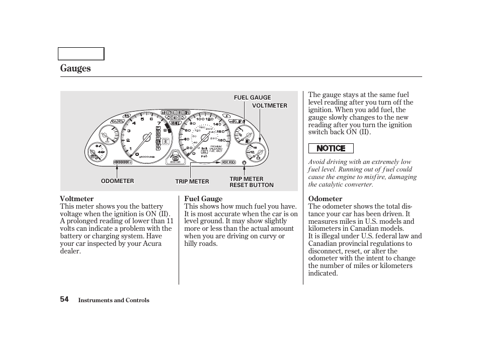 Gauges | Acura 2002 NSX - Owner's Manual User Manual | Page 57 / 301