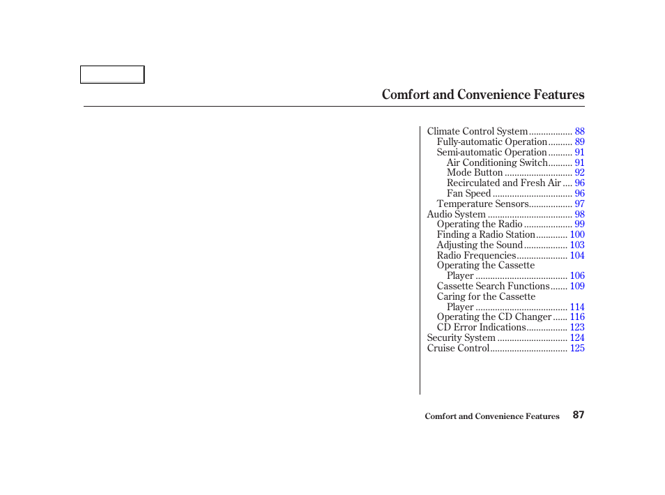 Comfort and convenience features | Acura 2002 NSX - Owner's Manual User Manual | Page 90 / 301