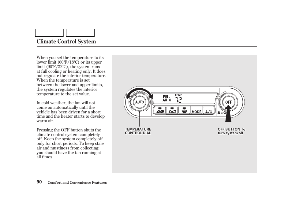 Climate control system | Acura 2002 NSX - Owner's Manual User Manual | Page 93 / 301