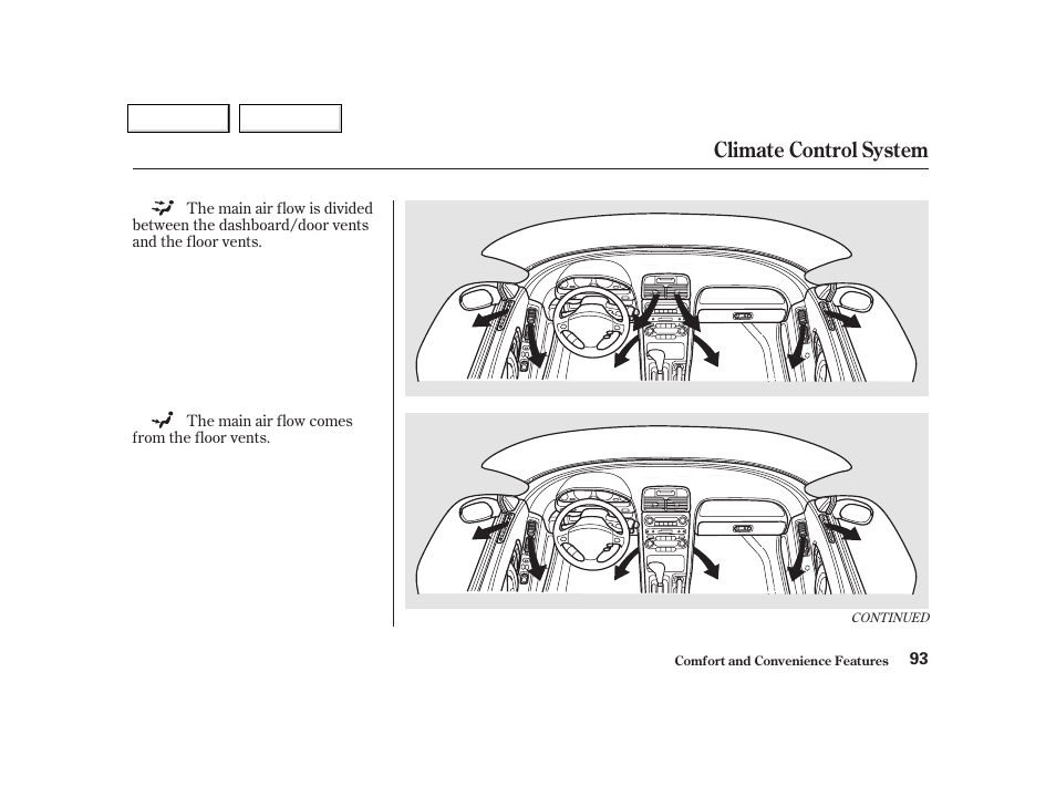 Climate control system | Acura 2002 NSX - Owner's Manual User Manual | Page 96 / 301