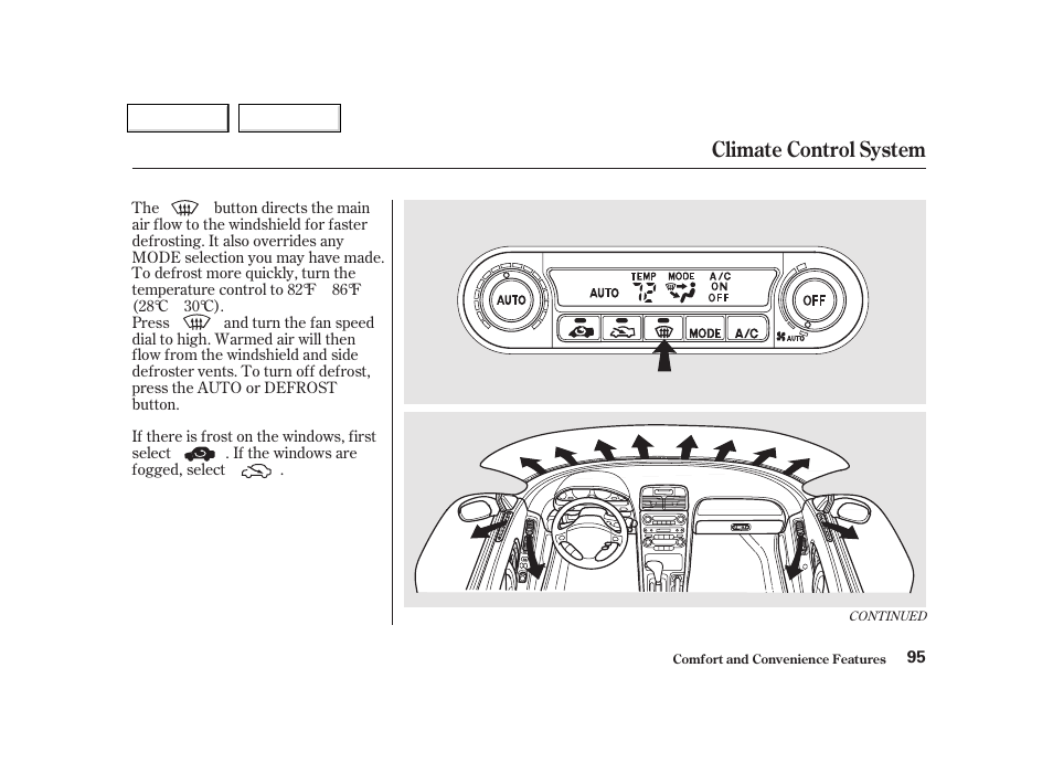 Climate control system | Acura 2002 NSX - Owner's Manual User Manual | Page 98 / 301