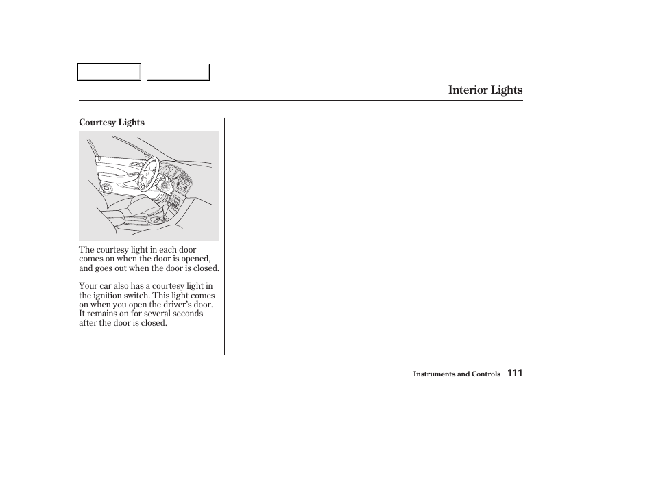 Interior lights | Acura 2002 CL - Owner's Manual User Manual | Page 114 / 335