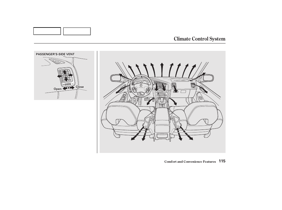 Climate control system | Acura 2002 CL - Owner's Manual User Manual | Page 118 / 335