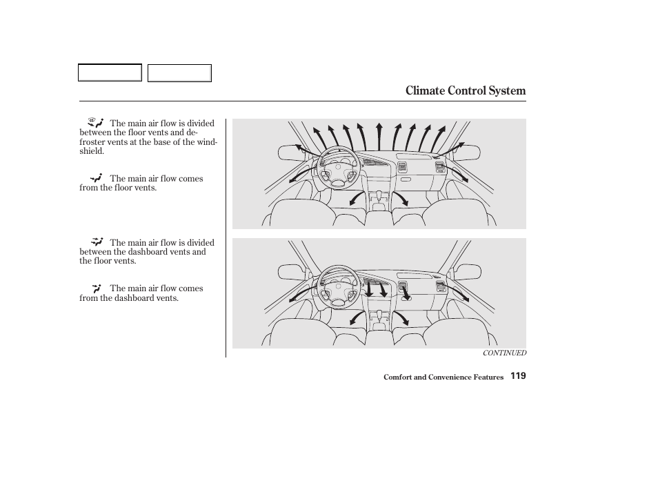 Climate control system | Acura 2002 CL - Owner's Manual User Manual | Page 122 / 335