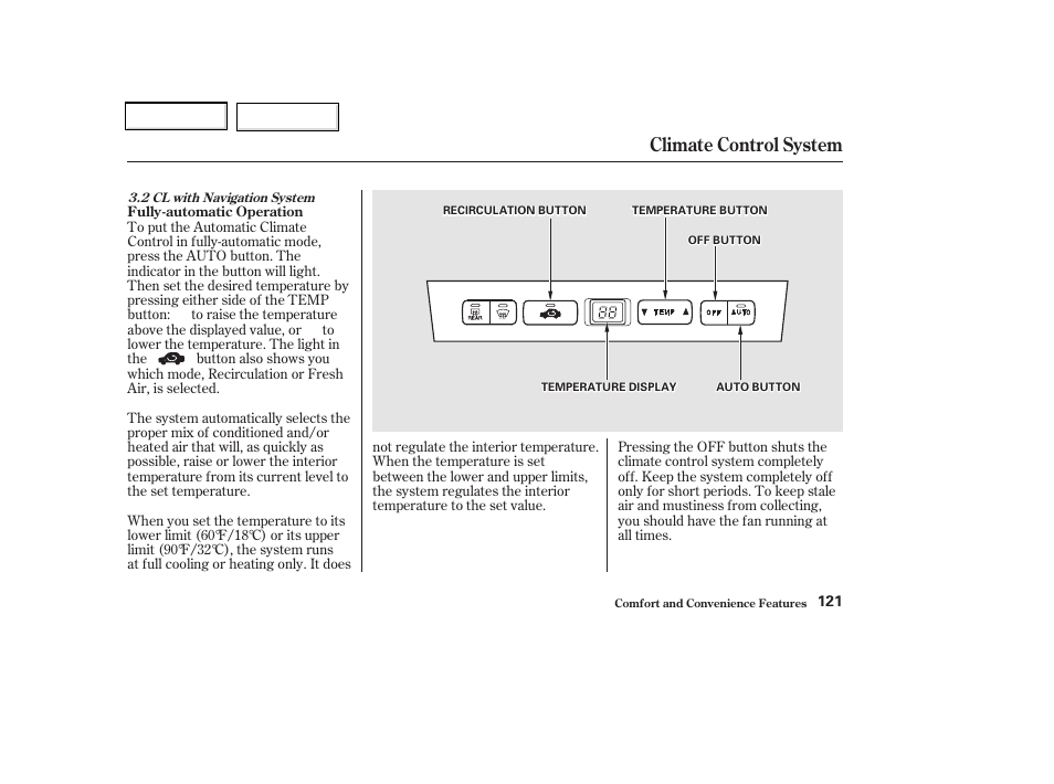 Climate control system | Acura 2002 CL - Owner's Manual User Manual | Page 124 / 335